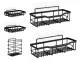 Hanging Bathroom Shelf Set, Metal, Black, 5 pcs