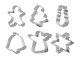 Steel Christmas Gingerbread Cookie Cutters Set, 6 pcs, Silver
