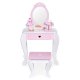ECOTOYS Wooden Kids Vanity Table Set with Mirror, Stool and 7 Accessories