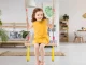 Wooden Garden Swing for Kids with Gymnastic Trapeze and Handles, Yellow