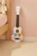 ECOTOYS Wooden Ukulele for Kids with 4 Nylon Strings and Pick, White