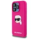 Karl Lagerfeld iPhone 15 Pro Max Case Silicone Karl Head Print MagSafe, Fuchsia