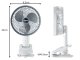 Portable Clip On Desk Fan, 3-Speed Cordless USB Fan, White-Grey