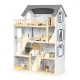 ECOTOYS Wooden Dollhouse with 18-Piece Furniture Set and 4 Dolls