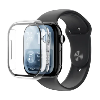 AmazingThing Radix Glass Screen Protector with Case for Apple Watch Series 11 46mm, Clear