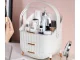 Cosmetics Organizer with Drawers and Handle, White / Ecru