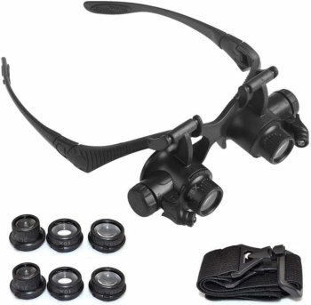 LED Magnifying Glasses 25X, Black