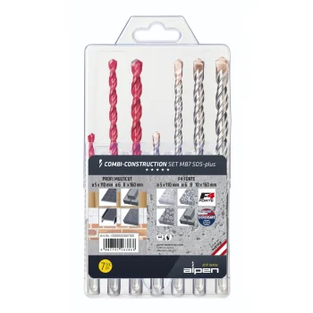 Alpen Combi Set SDS-plus M B7 Hammer Drill Bit Set, 7 Pieces