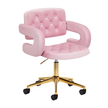 Swivel Beauty Salon Chair 4Rico QS-OF213G Velvet, pink