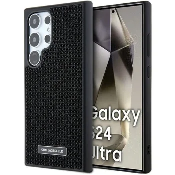 Samsung Galaxy S24 Ultra (SM-S928) Karl Lagerfeld Rhinestone Metal Logo Case Cover, Black