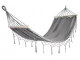 Grey Garden Hammock with Wooden Spreader Bars and Fringes 200 x 100 cm, with Bag