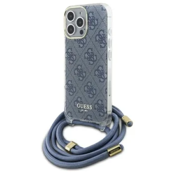 Guess iPhone 16 Pro Max Case Crossbody Cord 4G Print, Blue