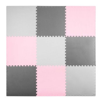 Puzzle foam mat 180x180cm 9 pcs grey pink
