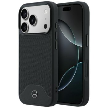 Mercedes Leather Wood Effect Curve MagSafe Case for iPhone 17 Pro Black