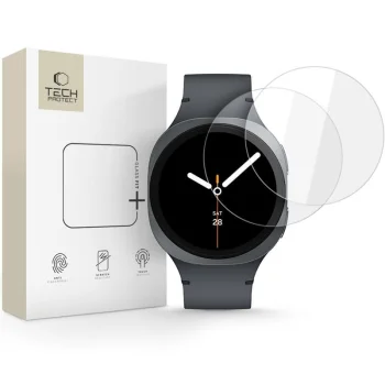 Tech-Protect Glass Fit+ Tempered Glass for Samsung Galaxy Watch 8 44 mm, 2-Pack, Clear