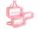 Clear Travel Cosmetic Bag Set 3-in-1 Toiletry Organizer, Pink