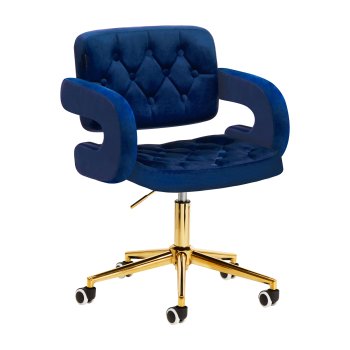 Velvet Swivel Beauty Chair 4Rico QS-OF213G, Navy Blue
