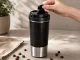 Thermal Mug with Suction Cup and Handle, 500ml, Black/Silver