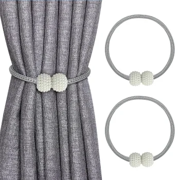 Magnetic Curtain Tieback Holder for Drapes and Sheers, Grey