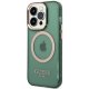 Guess Gold Outline Translucent MagSafe Case for iPhone 14 Pro Green