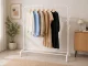 White Metal Floor-Standing Clothes Rack with Shelves