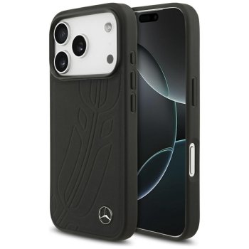 Mercedes Leather Large Laurel Leave MagSafe Phone Case Cover iPhone 17 Pro - Black