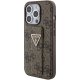 Guess iPhone 15 Pro Case Grip Stand 4G Triangle Strass, Brown