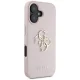 Guess Grained Big 4G Logo Small Classic Logo Case for iPhone 16, Pink