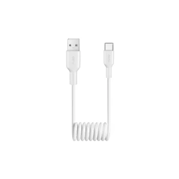 Puro 10W USB-A to USB-C Spiral Cable 1m, White
