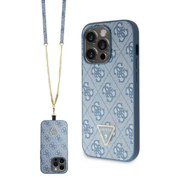 Guess iPhone 14 Pro Max Case Crossbody 4G Metal Logo, Blue