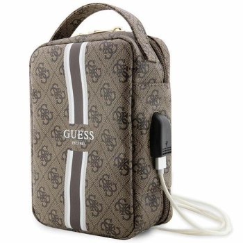 Guess Laptop Backpack Bag Rucksack, Brown Printed Stripes