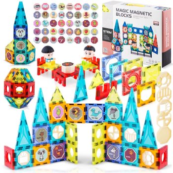 Ricokids Magnetic Building Blocks RK-768, Large Construction Set with Figures