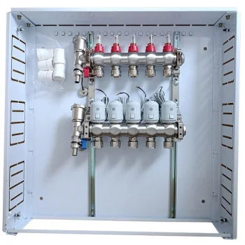 Underfloor Heating Manifold 5 Loops with NC AC230V Actuators and Flow Meters