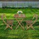 Acacia Wood Garden Bistro Set with Folding Table and 2 Chairs