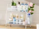 Two-Tier Kitchen Organizer with Basket, White