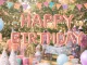 Happy Birthday Foil Balloon Garland, 13 Pcs, Pink