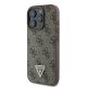 Кожаный чехол Guess Metal Logo Strass Crossbody для iPhone 16 Pro Max - коричневый