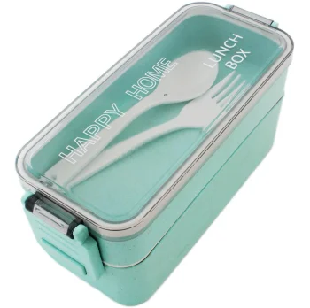 Lunch Box Container 750ml with Cutlery, Green