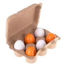 Toy wooden eggs for kids, 6 pcs