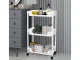 Mobile Storage Cart on Wheels, 3 Tiers, White