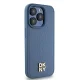 DKNY iPhone 15 Pro Case Leather Monogram Pattern Metal Logo MagSafe, Blue