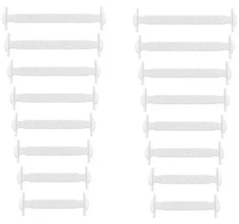 No-Tie Silicone Shoelaces for Kids and Adults 16 pcs, white