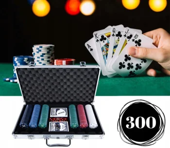 Poker Texas Hold’em Game Set with 300 Сhips with Denominations in Aluminium Suitcase