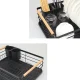 Dish Drainer Rack with Drip Tray and Wooden Handles, Black
