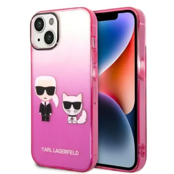 Karl Lagerfeld Gradient Ikonik Karl & Choupette Case for iPhone 14 Plus - Pink