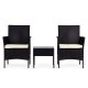 MultiGarden Garden Bistro Set, 2 Armchairs and Table with Tempered Glass, Black