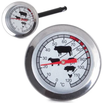 Meat Thermometer with Probe, 0-120°C, Silver