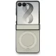 Guess Magnetic Ring Stand Grained Classic Logo MagSafe Case for Samsung Galaxy Z Flip 8, Beige
