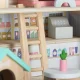 Wooden Dollhouse in a Suitcase - Pet Hotel with Furniture and Figures
