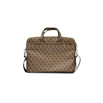 Guess Saffiano 4G Triangle Logo bag for a 16'' laptop - brown